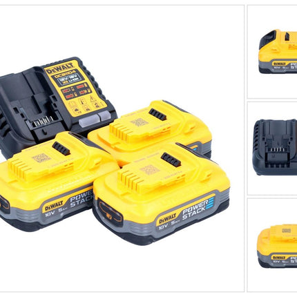 DeWalt DCB 1104 H3 kit de inicio de batería 12 V / 18 V 3x batería Powerstack 5,0 Ah + cargador DCB 1104