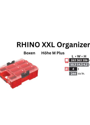 Toolbrothers RHINO XXL Organizer ULTRA Height M Plus Skrzynki 364 x 264 x 106 mm 4 l możliwość sztaplowania IP66