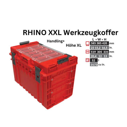 Toolbrothers RHINO XXL Valigia portautensili ULTRA Handling+ altezza XL 52 l IP66 con divisori estraibili + scatole