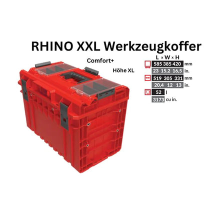 Toolbrothers Maletín de herramientas RHINO XXL ULTRA Comfort+ altura XL Organizador modular personalizado 585 x 385 x 420 mm 52 l apilable IP66