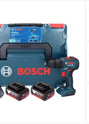 Bosch GSB 18V-55 Profesjonalna akumulatorowa wiertarko-wkrętarka udarowa 18 V 55 Nm bezszczotkowa ( 06019H5300 ) + 2x akumulator 4,0 Ah + ładowarka + L-Boxx