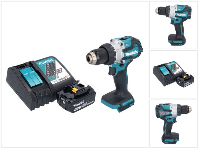 Taladro de percusión sin cable Makita DHP 489 RT1 18 V 73 Nm sin escobillas + 1x batería recargable 5,0 Ah + cargador
