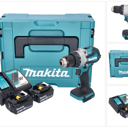 Makita DDF 489 RGJ taladro atornillador inalámbrico 18 V 73 Nm sin escobillas + 2 baterías 6,0 Ah + cargador + Makpac