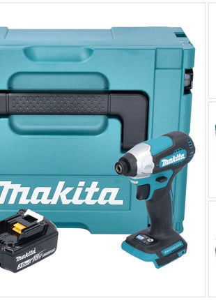 Makita DTD 157 F1J cordless impact wrench 18 V 140 Nm 1/4" brushless + 1x rechargeable battery 3.0 Ah + Makpac - without charger