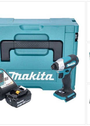 Makita DTD 157 RF1J cordless impact wrench 18 V 140 Nm 1/4" brushless + 1x rechargeable battery 3.0 Ah + charger + Makpac