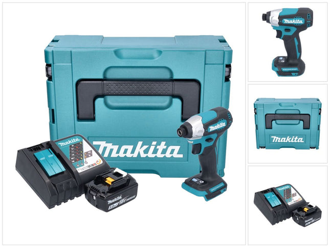 Llave de impacto sin cable Makita DTD 157 RT1J 18 V 140 Nm 1/4" sin escobillas + 1x batería recargable 5,0 Ah + cargador + Makpac