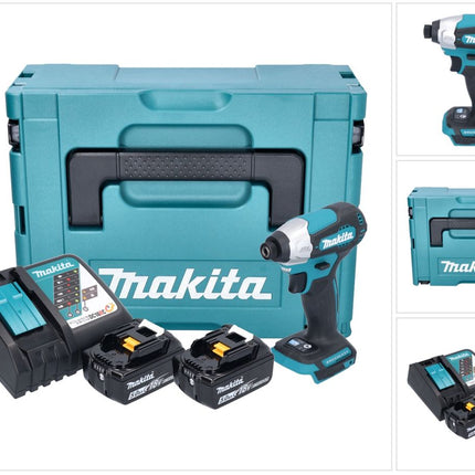 Makita DTD 157 RTJ Akku Schlagschrauber 18 V 140 Nm 1/4" Brushless + 2x Akku 5,0 Ah + Ladegerät + Makpac