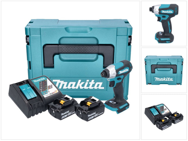 Llave de impacto sin cable Makita DTD 157 RTJ 18 V 140 Nm 1/4'' sin escobillas + 2x batería 5.0 Ah + cargador + Makpac