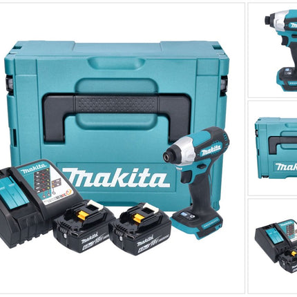 Llave de impacto sin cable Makita DTD 157 RGJ 18 V 140 Nm 1/4" sin escobillas + 2x batería recargable 6,0 Ah + cargador + Makpac