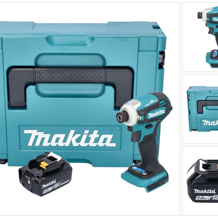 Llave de impacto a batería Makita DTD 172 T1J 18 V 180 Nm 1/4" sin escobillas + 1x batería 5,0 Ah + Makpac - sin cargador