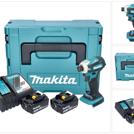 Llave de impacto sin cable Makita DTD 172 RTJ 18 V 180 Nm 1/4" sin escobillas + 2x batería recargable 5,0 Ah + cargador + Makpac