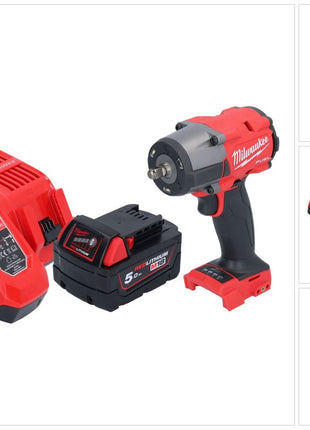 Milwaukee M18 FMTIW2F38-501 Avvitatore a impulsi a batteria 18 V 745 Nm 3/8" brushless + 1x batteria ricaricabile 5,0 Ah + caricatore