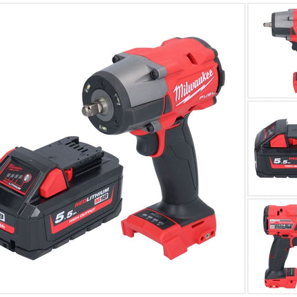 Milwaukee M18 FMTIW2F38-551 Clé à choc sans fil 18 V 745 Nm 3/8'' Brushless + 1x batterie 5,5 Ah - sans chargeur