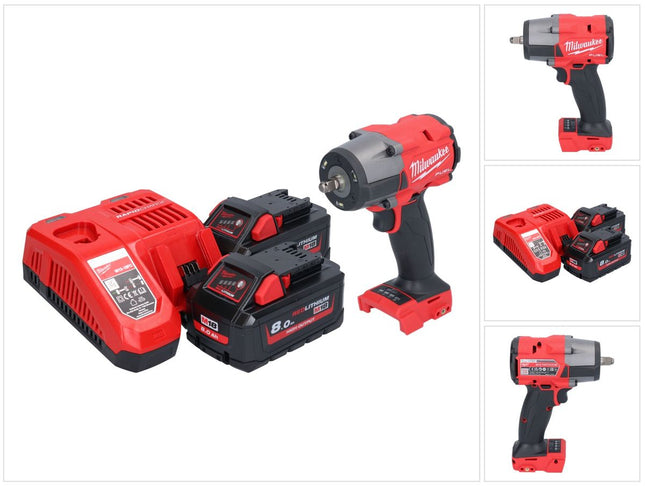 Milwaukee M18 FMTIW2F38-802 Llave de impacto sin cable 18 V 745 Nm 3/8" sin escobillas + 2x batería recargable 8,0 Ah + cargador