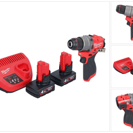 Milwaukee M12 FPD2-402 akumulatorowa wiertarka udarowa 12 V 45 Nm bezszczotkowa + 2x akumulator 4,0 Ah + ładowarka