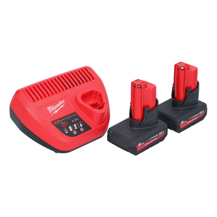 Taladro percutor inalámbrico Milwaukee M12 FPD2-502 12 V 45 Nm sin escobillas + 2x baterías 5,0 Ah + cargador