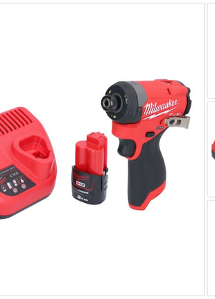Clé à chocs sans fil Milwaukee M12 FID2-201 12 V 170 Nm 1/4" sans balai + 1x batterie 2,0 Ah + chargeur