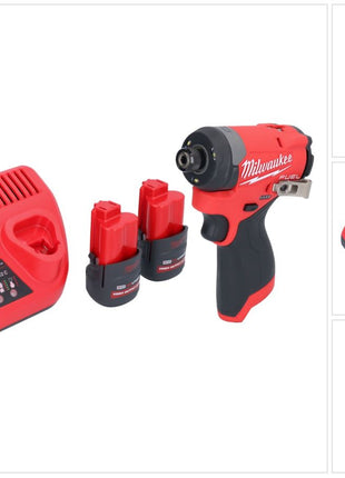 Clé à chocs sans fil Milwaukee M12 FID2-252 12 V 170 Nm 1/4" brushless + 2x batteries 2,5 Ah + chargeur
