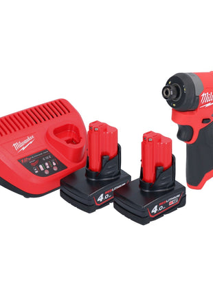 Llave de impacto a batería Milwaukee M12 FID2-402 12 V 170 Nm 1/4" sin escobillas + 2x batería 4,0 Ah + cargador