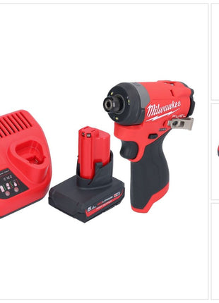 Llave de impacto a batería Milwaukee M12 FID2-501 12 V 170 Nm 1/4" sin escobillas + 1x batería 5,0 Ah + cargador