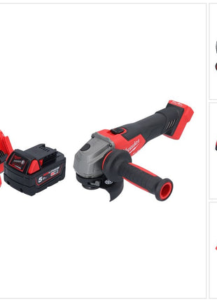 Milwaukee M18 FSAG115X-501 Smerigliatrice angolare a batteria 18 V 115 mm brushless + 1x batteria 5,0 Ah + caricabatterie