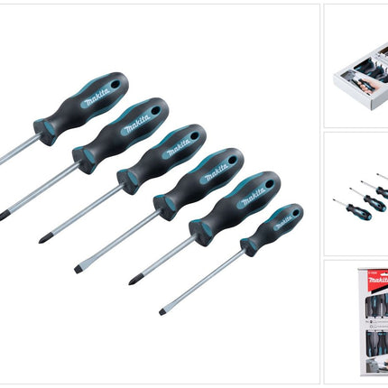 Juego de destornilladores Makita E-10528, 6 piezas. SL4 / SL5,5 / PH1 / PH2 / PZ1 / PZ2