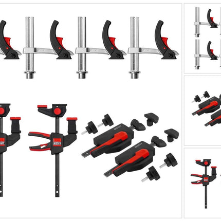 Bessey MFT-SET-A 14 tlg. Set zum fixieren und Spannen auf Multifunktionstischen zum sicheren Fixieren von Führungsschienen