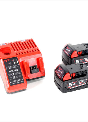 Milwaukee M18 BLID 502 C 18 V Brushless Akku - Schlagschrauber + 2x 5.0 Ah Red Li-Ion Akku + Milwaukee M12-18C Universal Akku Ladegerät + Koffer - Toolbrothers