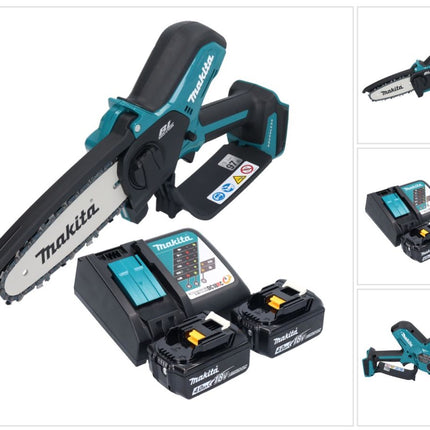Motosierra a batería Makita DUC 150 RM2 18 V 15 cm sin escobillas + 2x baterías 4,0 Ah + cargador