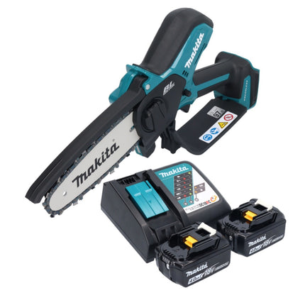 Motosierra a batería Makita DUC 150 RM2 18 V 15 cm sin escobillas + 2x baterías 4,0 Ah + cargador