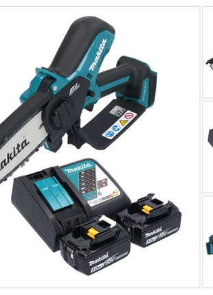 Makita DUC 150 RT2 cordless chainsaw 18 V 15 cm brushless + 2x battery 5.0 Ah + charger