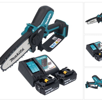Motosierra a batería Makita DUC 150 RT2 18 V 15 cm sin escobillas + 2x baterías 5,0 Ah + cargador