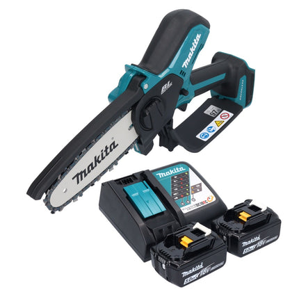 Motosierra a batería Makita DUC 150 RT2 18 V 15 cm sin escobillas + 2x baterías 5,0 Ah + cargador