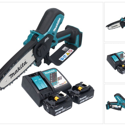 Motosierra a batería Makita DUC 150 RG2 18 V 15 cm sin escobillas + 2x baterías 6,0 Ah + cargador