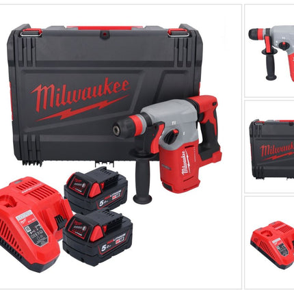 Milwaukee M18 BLHX-502X Akku Kombihammer 18 V 2,3 J Brushless ( 4933478892 ) + 2x Akku 5,0 Ah + Ladegerät + HD-Box