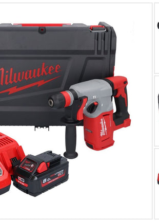 Milwaukee M18 BLHX-801X cordless combihammer 18 V 2.3 J Brushless + 1x battery 8.0 Ah + charger + HD box