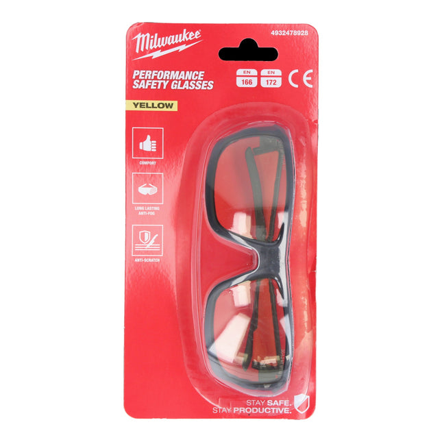 Milwaukee Performance Safety Glasses Yellow Safety glasses ( 4932478928 ) yellow tinted version