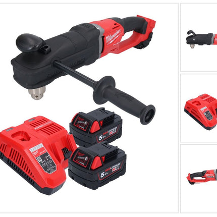Milwaukee M18 FRAD2-502 cordless angle drill 18 V 122 Nm brushless + 2x rechargeable battery 5.0 Ah + charger