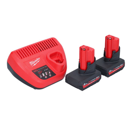 Milwaukee M12 BDC6-502C akumulatorowy udrażniacz do rur 12 V + 2x akumulator 5,0 Ah + ładowarka + spirala + wiadro