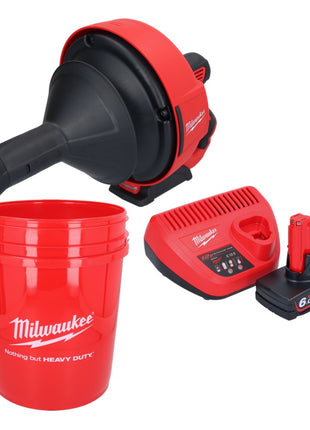 Milwaukee M12 BDC6-601C Akumulatorowa wyciorarka do rur 12 V + 1x akumulator 6,0 Ah + ładowarka + spirala + wiadro