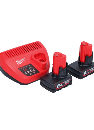 Milwaukee M12 BDC6-602C Akku Rohrreinigungsgerät 12 V + 2x Akku 6,0 Ah + Ladegerät + Spirale + Eimer