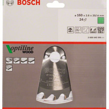 BOSCH Piła tarczowa Optiline Wood Ø zewnętrzna 160 mm Ilość zębów 24 WZ ( 4000815427 )