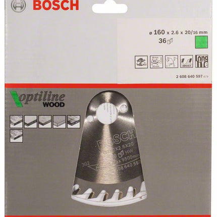 BOSCH Piła tarczowa Optiline Wood Ø zewnętrzna 160 mm Liczba zębów 36 WZ ( 4000815437 )