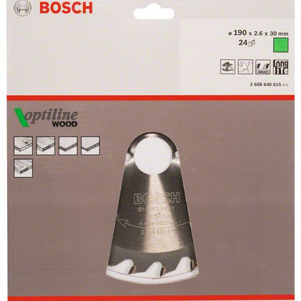 BOSCH Piła tarczowa Optiline Wood Ø zewnętrzna 190 mm Ilość zębów 24 WZ ( 4000815429 )