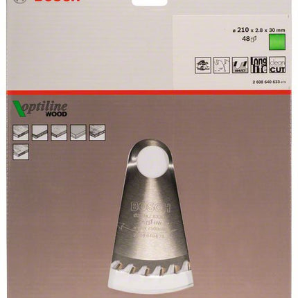 Hoja de sierra circular BOSCH Optiline Wood Ø exterior 210 mm Número de dientes 48 WZ ( 4000815441 )