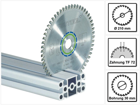 Festool HW 210x2.4x30 TF72 circular saw blade ALUMINIUM / PLASTICS ( 493201 ) 210 x 2.4 x 30 mm 72 teeth for aluminium sheets and profiles, Plexiglas, hard and fibre-reinforced plastics