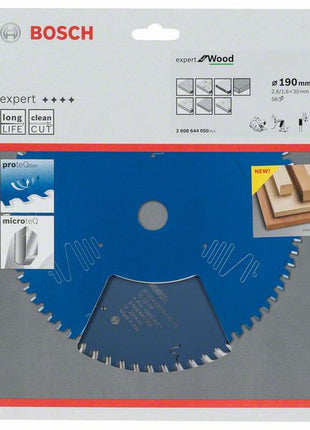 BOSCH Piła tarczowa Expert do drewna Ø zewnętrzna 190 mm Liczba zębów 56 WZ ( 8000342078 )