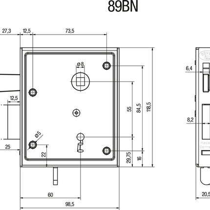 BEVER Universal-Kastenschloss 89 BK / PK DIN links / rechts BB ( 3000251630 )