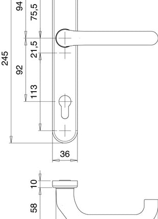 EDI Cadre-1/2 Garniture intérieure Kronos 1300/0235 Aluminium F12 ( 3000200025 )