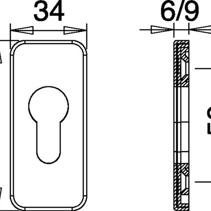 EDI key escutcheon 0812/6003 Aluminium F1 ( 3000252770 )
